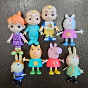 Cocomelon Peppa Pig Figures Lot of 8 Kids Toys Preschool Play Mixed Characters